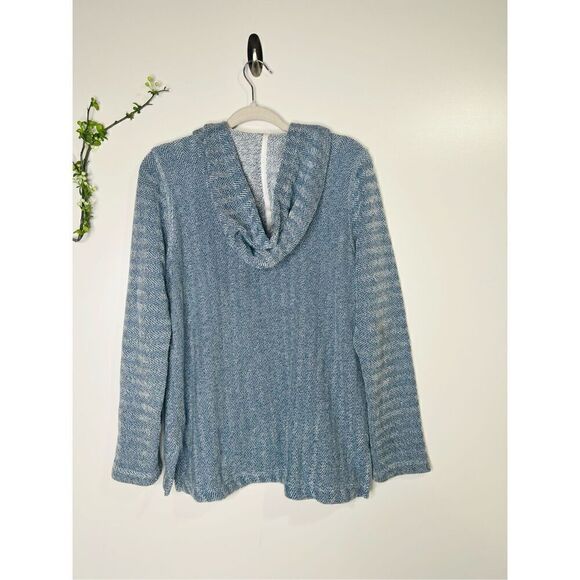 Faherty Whitewater French Terry Blue White Pullover Hoodie - Picture 9 of 9